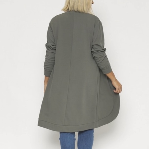 NEW 3X Green Gray Long Stretch Cardigan Jacket - Picture 3 of 9